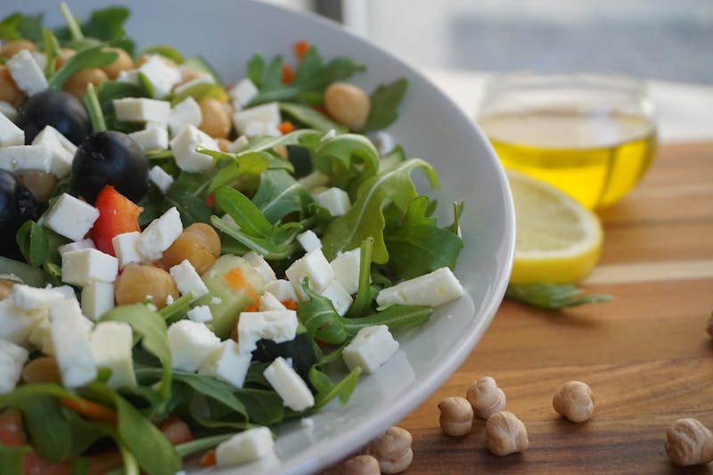 Mediterranean salad with feta and olives